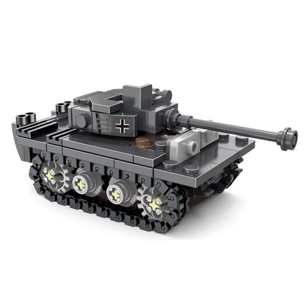 Byggesæt grå Tiger-tank Anden Verdenskrig 159 dele 11,3 x 4,8 x 4,6 cm Historisk model til børn Militærbyggesæt Alder 6+ Sammenklappeligt kampkøretøj 1