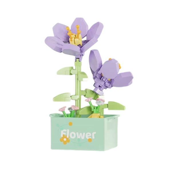 Byggsats blommor 6.8 x 5.4 x 9.5 cm Bukett av lila blomma 174 st Mini mikro tegel dekorativ blommodell för skapande och inredning 1