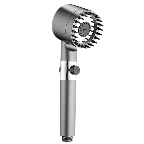 Cabeça de chuveiro com filtro 3 modos Chuveiro de massagem de alta pressão e economia Botão de paragem Jato pulsante Modo misto Chuveiro de pulverização 1