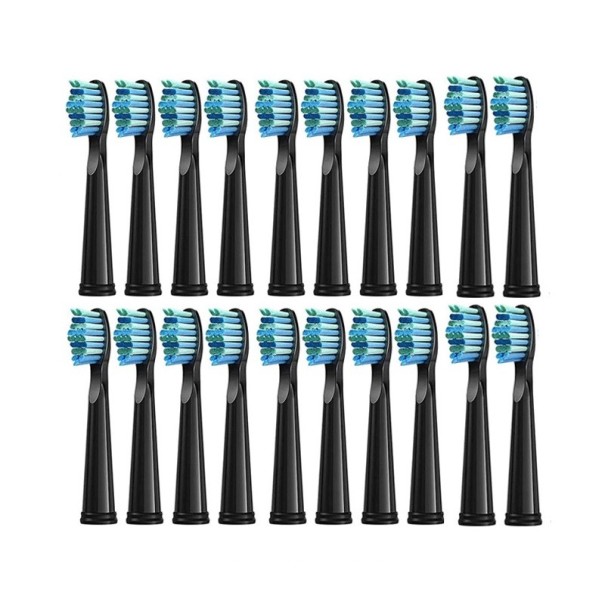 Cabezales de repuesto para cepillos de dientes Seago y FairyWill, 20 unidades negro
