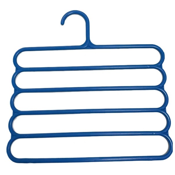 Cabide de plástico 31 × 31 cm cabide colorido de vários andares com 5 níveis organizador para calças, lenços e acessórios azul