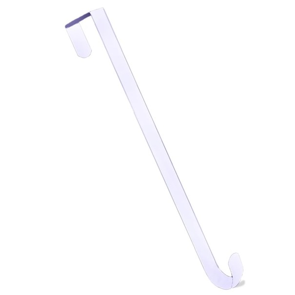 Cabide para porta 38 x 2,2 cm Gancho metálico para coroas festivas Suporte firme para decorações suspensas Cabide metálico prático branco