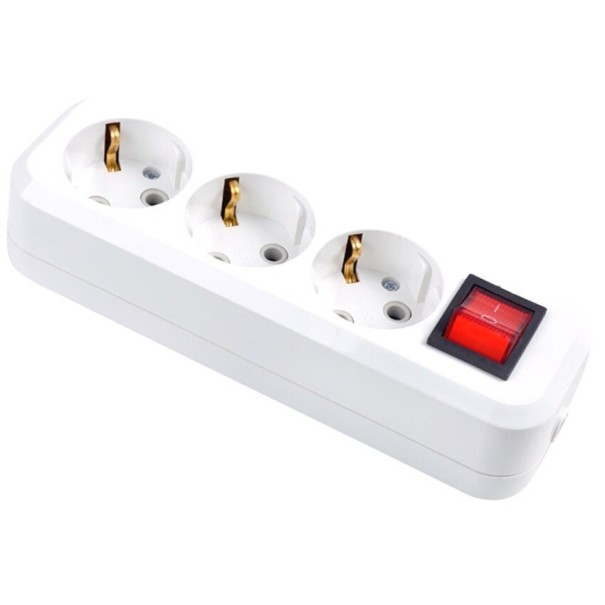 Cable alargador con interruptor 3 tomas 3 m