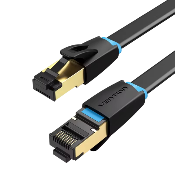 Cable Cat8 plano SFTP RJ45 8 m para distribución de internet 40Gbps 2000 MHz PVC negro para conexión de router, módem y ordenador 1