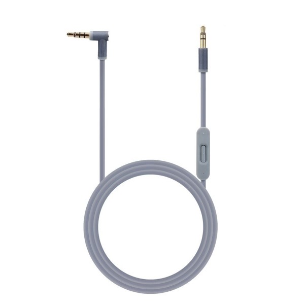 Cable de audio en ángulo jack 3,5 mm M/M gris