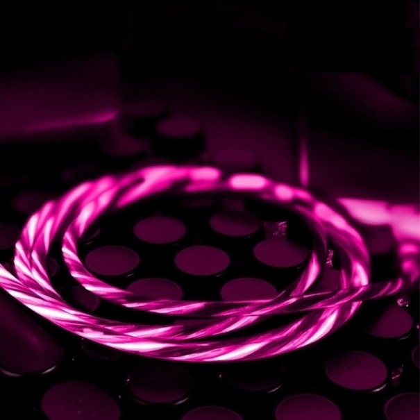 Cable de carga iluminado USB a USB-C / Micro USB / Lightning rosa 1 m 2