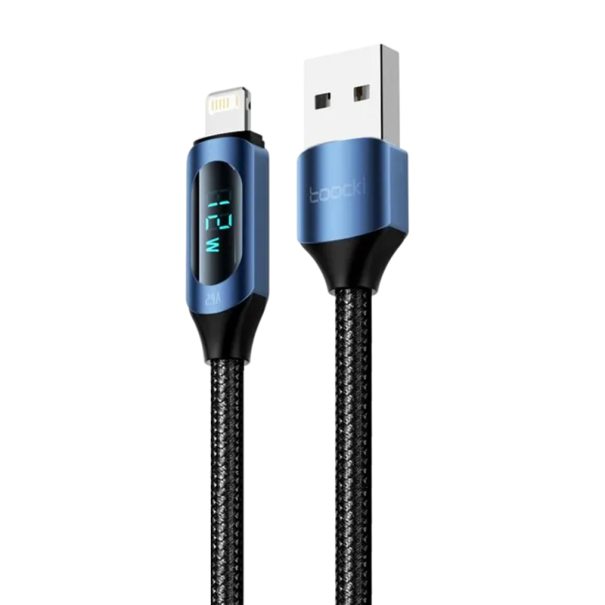 Cable de carga rápida USB A a Lightning 1 ms con indicador LED 12W 2.4A compatible con iPhone iPad carga rápida transferencia de datos 480 Mbps azul