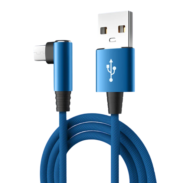 Cable de carga rápida USB A a USB C de 3 m, cable en ángulo de 90°, cable tipo C de 5 A, cable extra largo para carga y transferencia de datos para teléfono y tableta. azul