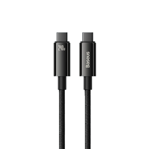 Cable de carga rápida USB C a USB C de 3 m, PD240W, nailon trenzado, PD 3.1, conector doble, 48 V, 5 A, 480 Mbps, para dispositivos con conector tipo 1