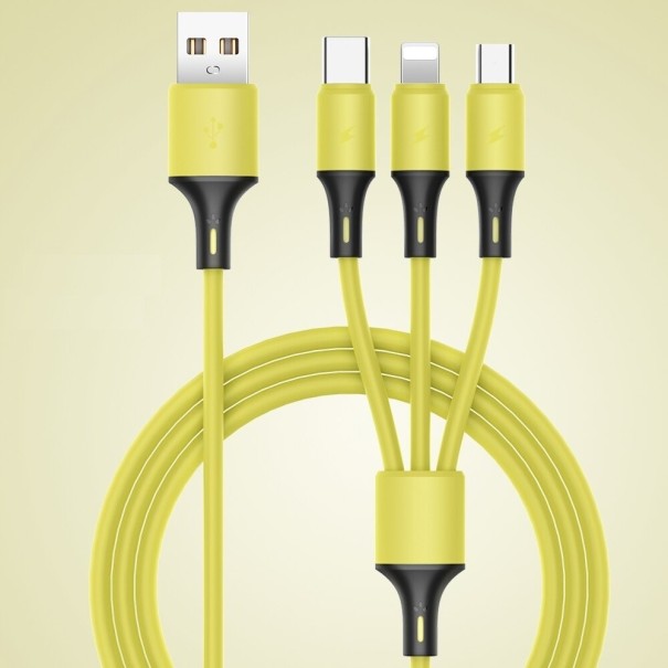 Cable de carga USB a Micro USB / USB-C / Lightning de 1,2 m amarillo