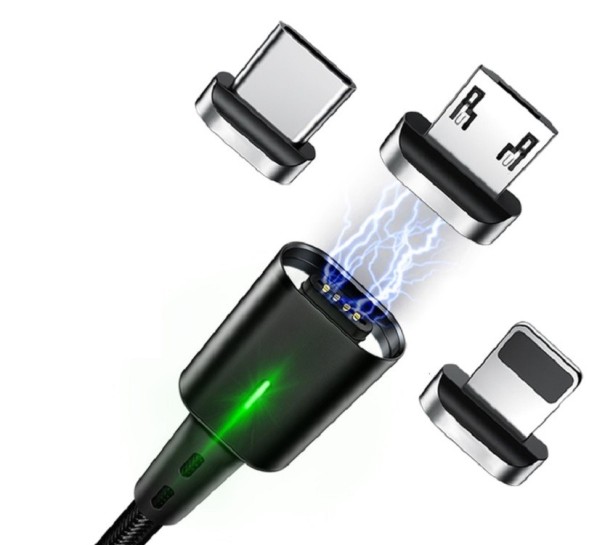 Cable de carga USB magnético K438 negro 1 m