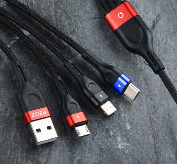 Cable de carga USB USB-C / Micro USB / Lightning 1