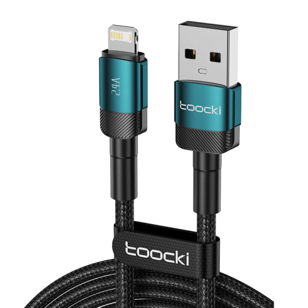 Câble de charge rapide 2 m USB A vers iPhone Lightning câble de données en aluminium 2,4 A pour la charge et la synchronisation des données vert