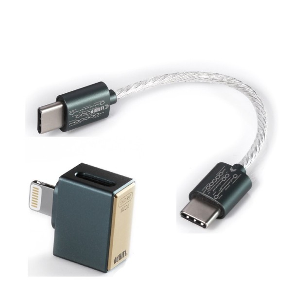 Cable de conexión USB-C M/M de 8 cm con adaptador USB-C a Lightning 1
