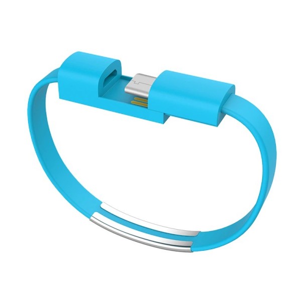 Cable de datos para pulsera USB a Micro USB / USB-C / Lightning azul 2