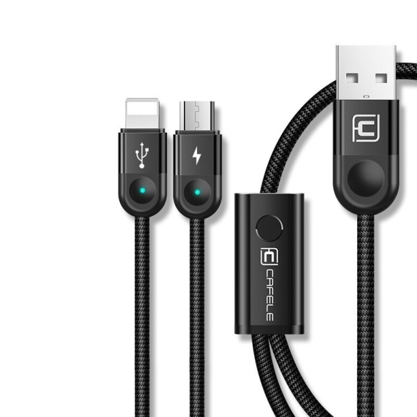 Cable de datos USB a Lightning/Micro USB negro