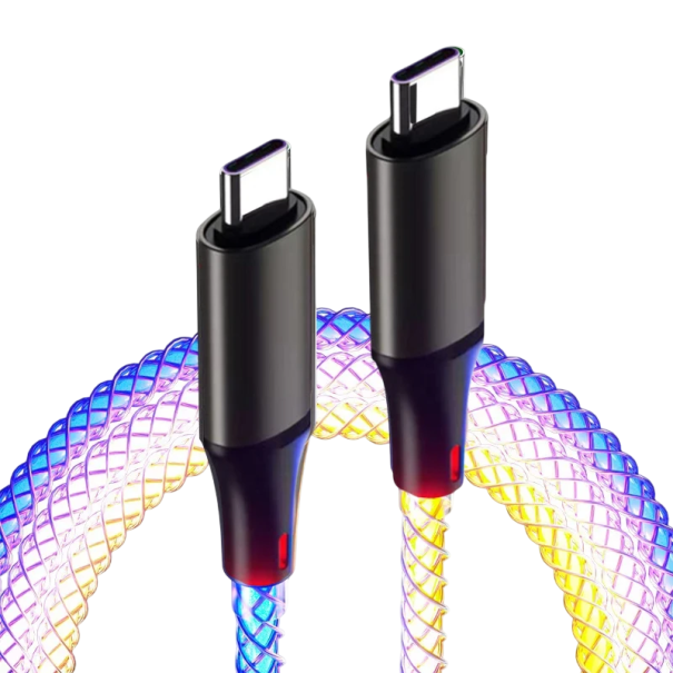 Cable de datos USB C dual de carga rápida, 1 m, PD, 66 W, 6 A, con indicador LED, para teléfonos, tabletas y portátiles. 1