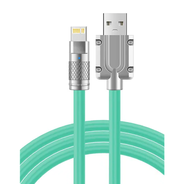 Câble de recharge rapide 1 m 120W 6A USB A vers Lightning pour iPhone câble de données en silicone flexible vert