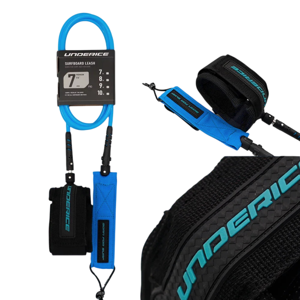 Cable de seguridad para el pie para surfboard y paddleboard 6 pies aproximadamente 183 cm diámetro 6-7 mm con conector giratorio y cierre de velcro para el tobillo azul
