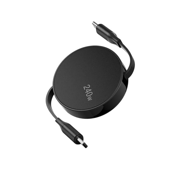 Câble USB C rétractable de charge rapide USB C vers USB C 240W 6A câble de données de charge pour mobiles tablettes ordinateurs portables noir