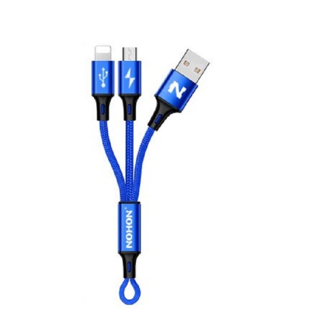 Câble USB de chargement pour Micro USB / Lightning K455 bleu