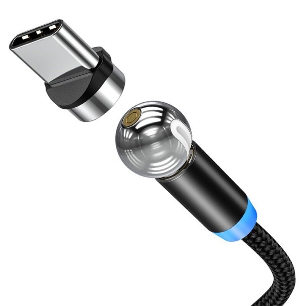 Câble USB magnétique avec connecteur rotatif noir 2