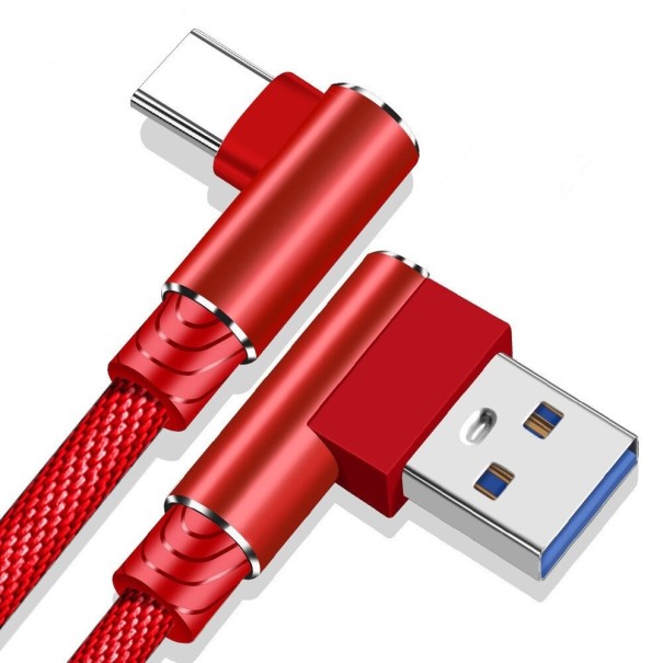 Câble USB / USB-C coudé K534 rouge 3 m