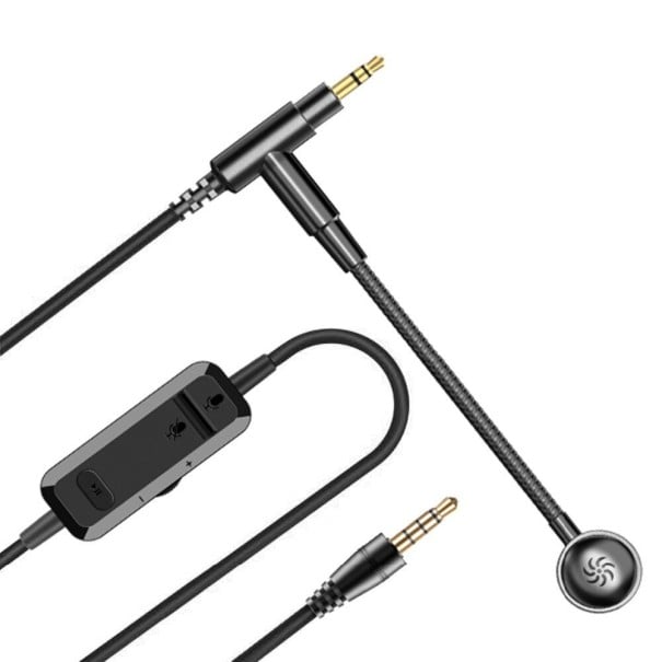 Cablu audio cu microfon pe braț pentru căști jack de 3,5 mm 2 m Control al volumului și redării muzicii Pentru apeluri și comunicare online negru