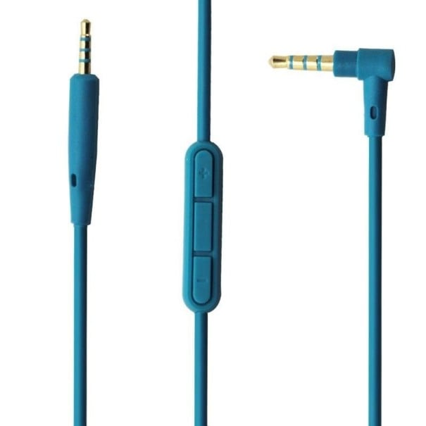 Cablu audio cu microfon pentru căștile Bose QC25 și QC35 Controler cu trei butoane Conectori de 2,5 mm și 3,5 mm jack Lungime de 1,5 m albastru