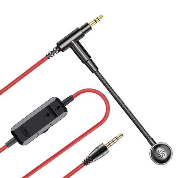 Cablu audio Jack de 3,5 mm cu microfon 2 m roșu
