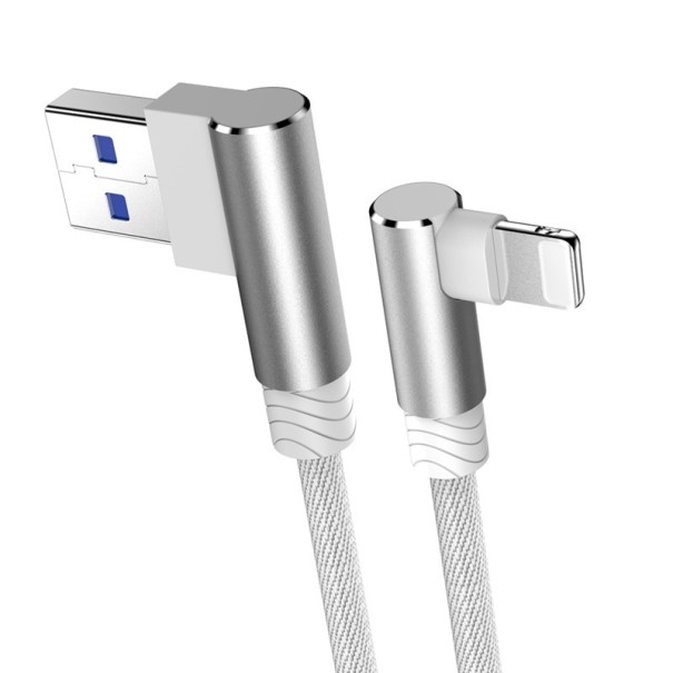 Cablu de date unghiular pentru Apple Lightning la USB alb 1 m