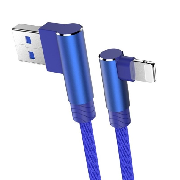 Cablu de date unghiular pentru Apple Lightning la USB albastru 2 m