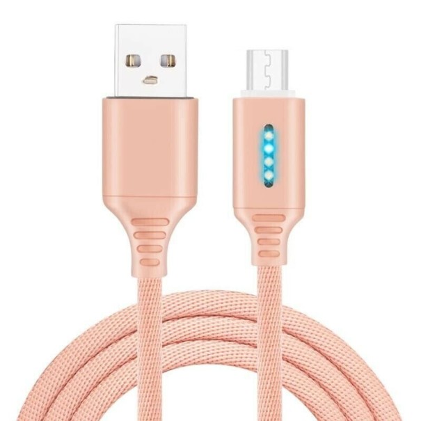 Cablu de date USB către Micro USB / USB-C K625 roz 1