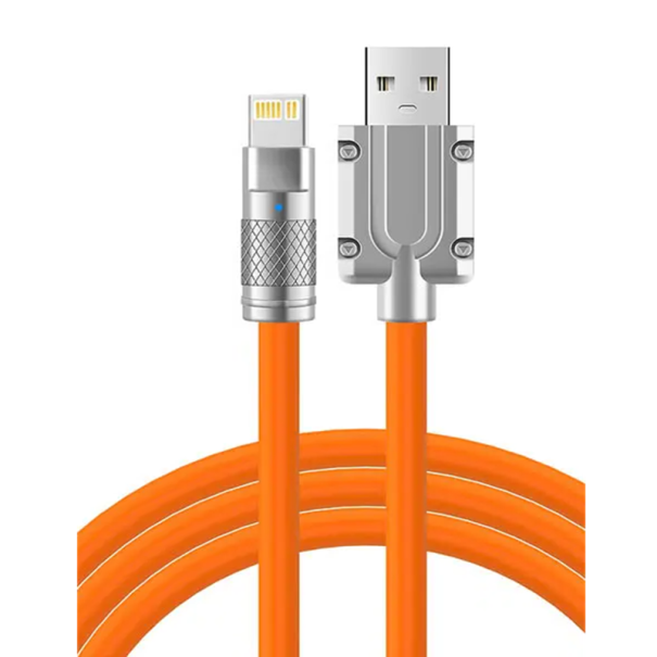 Cablu de încărcare rapidă 1 m 120W 6A USB A la Lightning pentru iPhone cablu de încărcare din silicon de date flexibil portocale