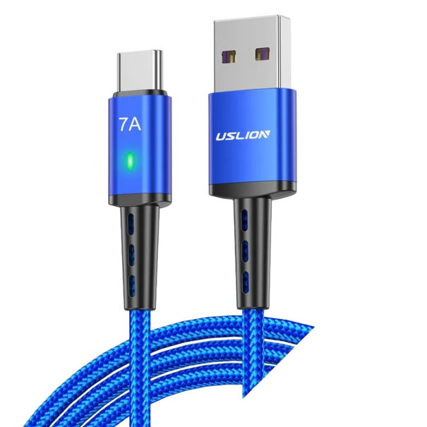 Cablu de incarcare rapida USB-C 7 A 2 m albastru