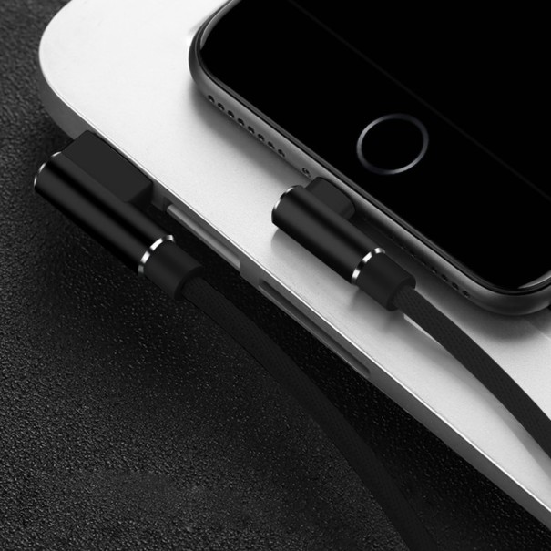 Cablu de încărcare unghiular pentru Apple Lightning la USB negru 1 m