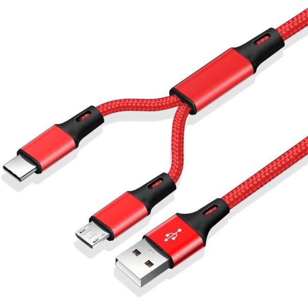 Cablu de încărcare USB la USB-C / Micro USB roșu