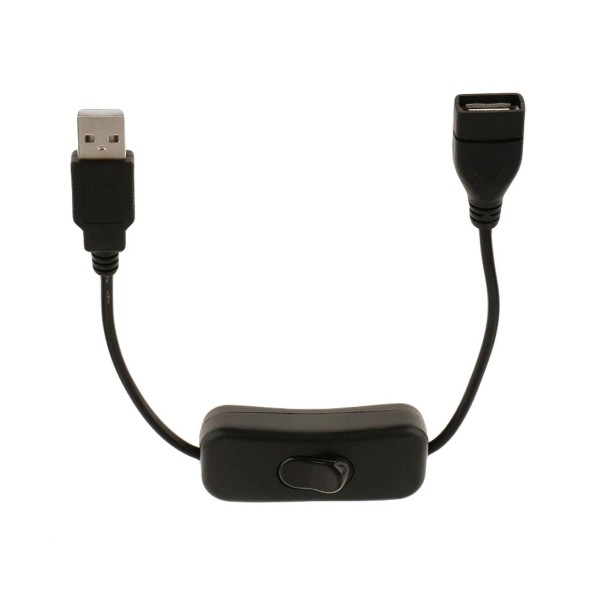 Cablu prelungitor USB F / M cu comutator de 28 cm negru