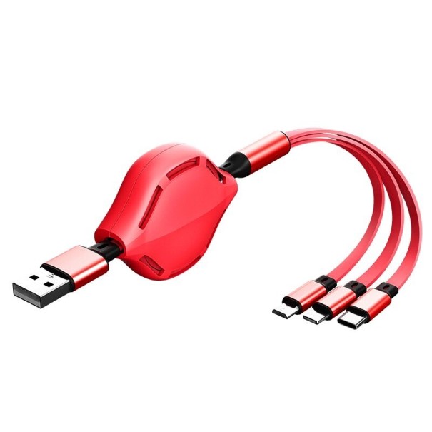 Cablu retractabil USB 3in1 roșu