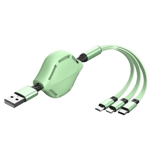 Cablu retractabil USB 3in1 verde