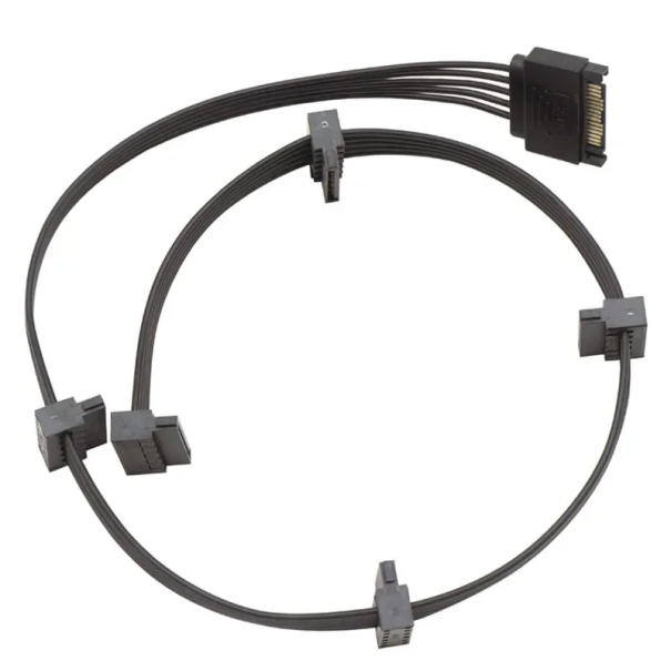 Cablu SATA cu 15 pini, 62 cm, 1 mascul la 5 femele, pentru hard disk, SSD, HDD, server, computer, extensie de alimentare 1