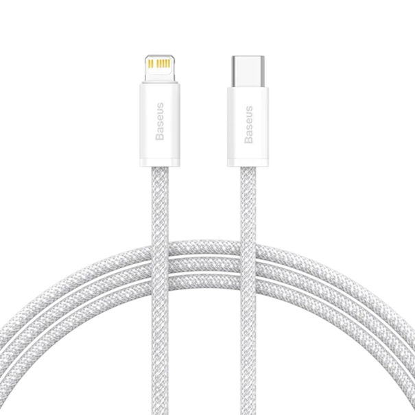 Cablu USB C împletit la Lightning de încărcare rapidă 1 m 20W/27W PD 3A încărcare rapidă bănci de alimentare iPhone iPad transfer rapid de date 480 Mbps alb