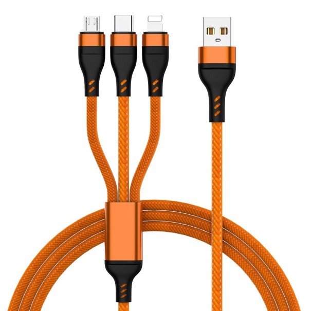Cablu USB de date 3 în 1 P3967 portocale