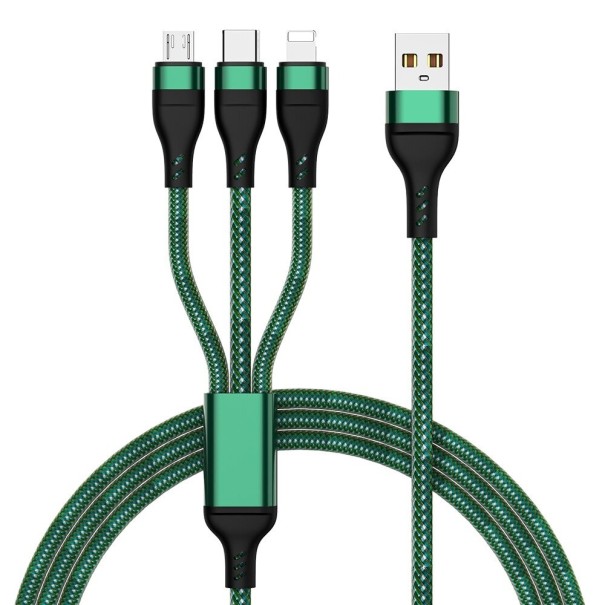 Cablu USB de date 3 în 1 P3967 verde