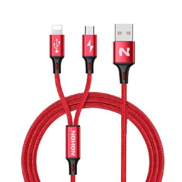 Cablu USB de încărcare pentru Micro USB / Lightning roșu