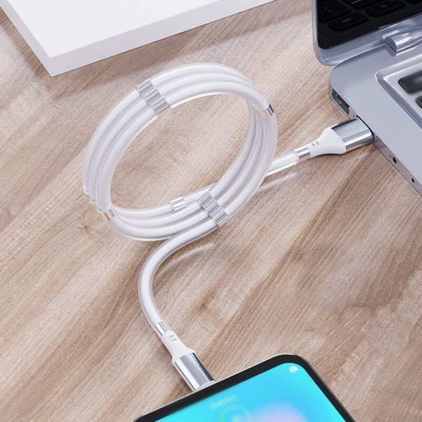 Cablu USB la Micro USB / USB-C cu magneți alb 1