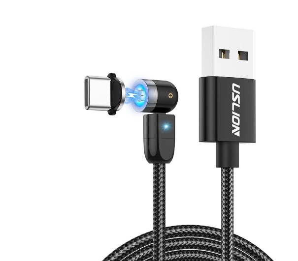 Cablu USB magnetic cu conector reglabil negru 2 m 2