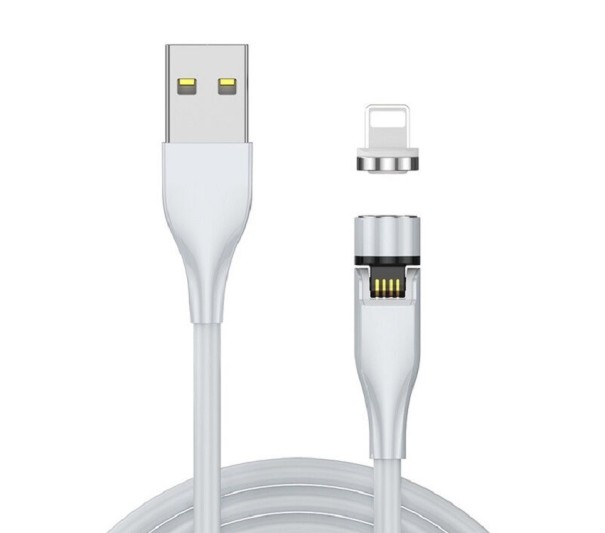 Cablu USB magnetic cu conector rotativ K660 alb 1 m 3