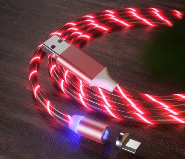Cablu USB magnetic cu iluminare LED roșu 1