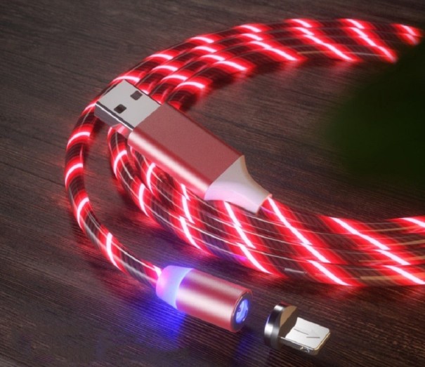 Cablu USB magnetic cu iluminare LED roșu 3